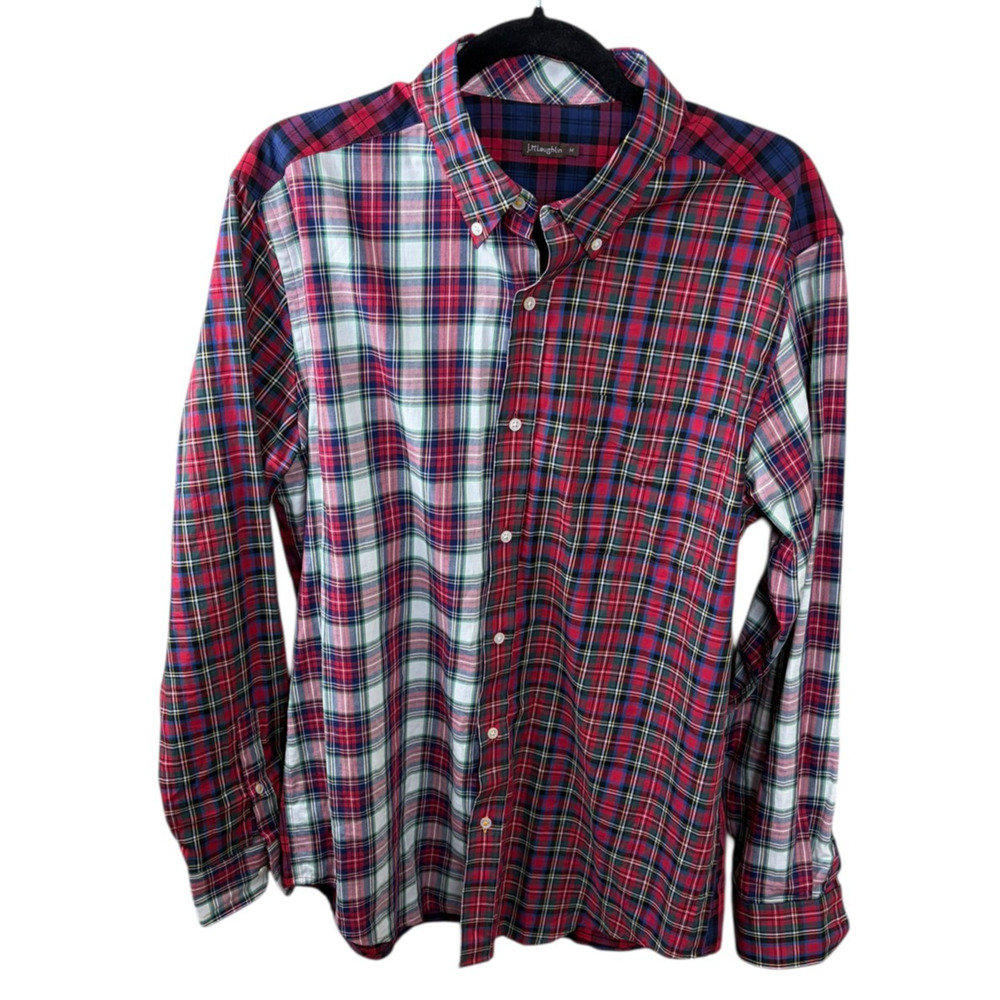 J. McLaughlin Plaid Patchwork Button Down Shirt S… - image 1